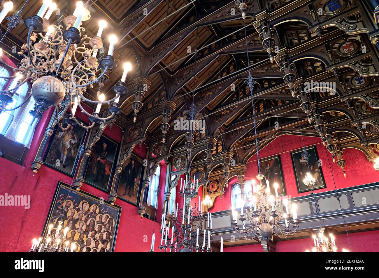 Miramare castle, interiors, detail of the ceiling decorations of the throne room near Trieste Stock Photo