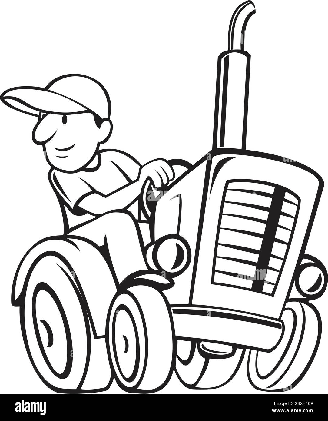 clipart farmer black and white