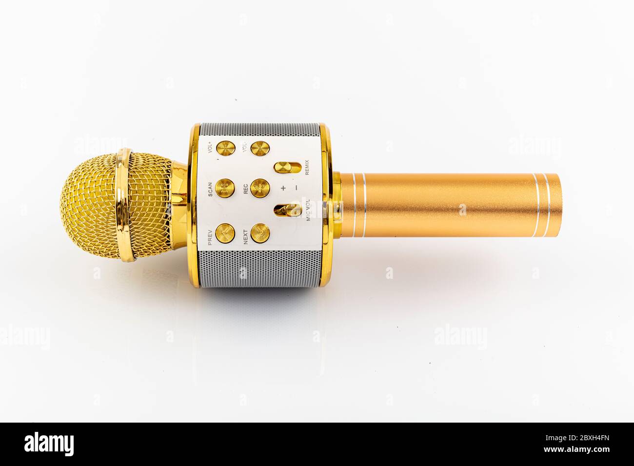 Handheld ktv wireless microphone hifi speaker. Wireless microphone hifi speaker isolated on