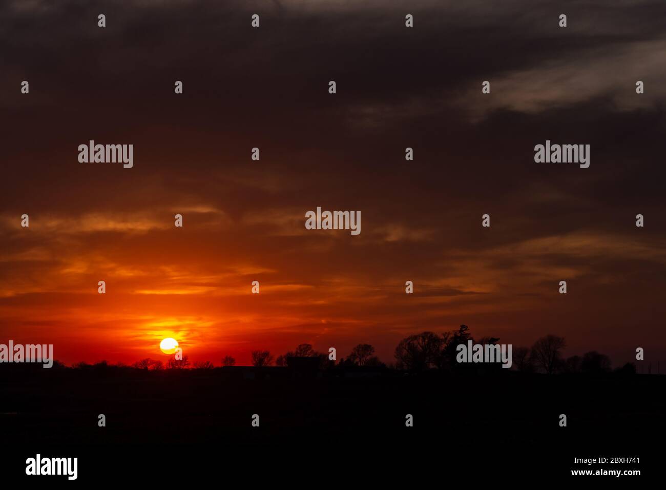 Sunset at the western edge of Ankeny, Iowa. Stock Photo