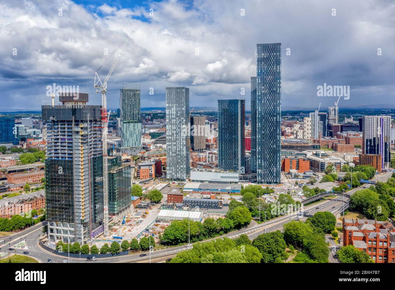 Deansgate Square Manchester England, modern tower block skyscrapers
