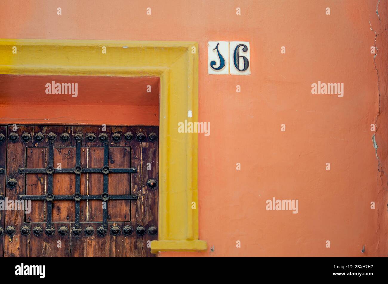 Closeup of a door in Seville Stock Photo