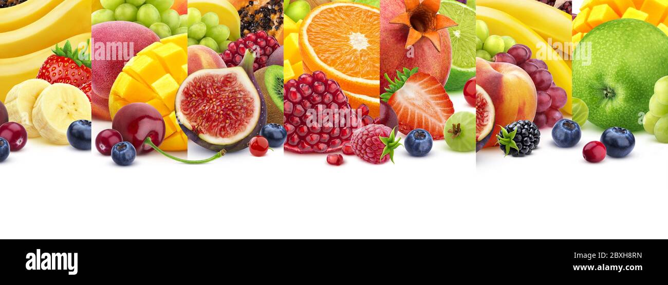 Fruits texture, isolated on white background with copy space Stock Photo