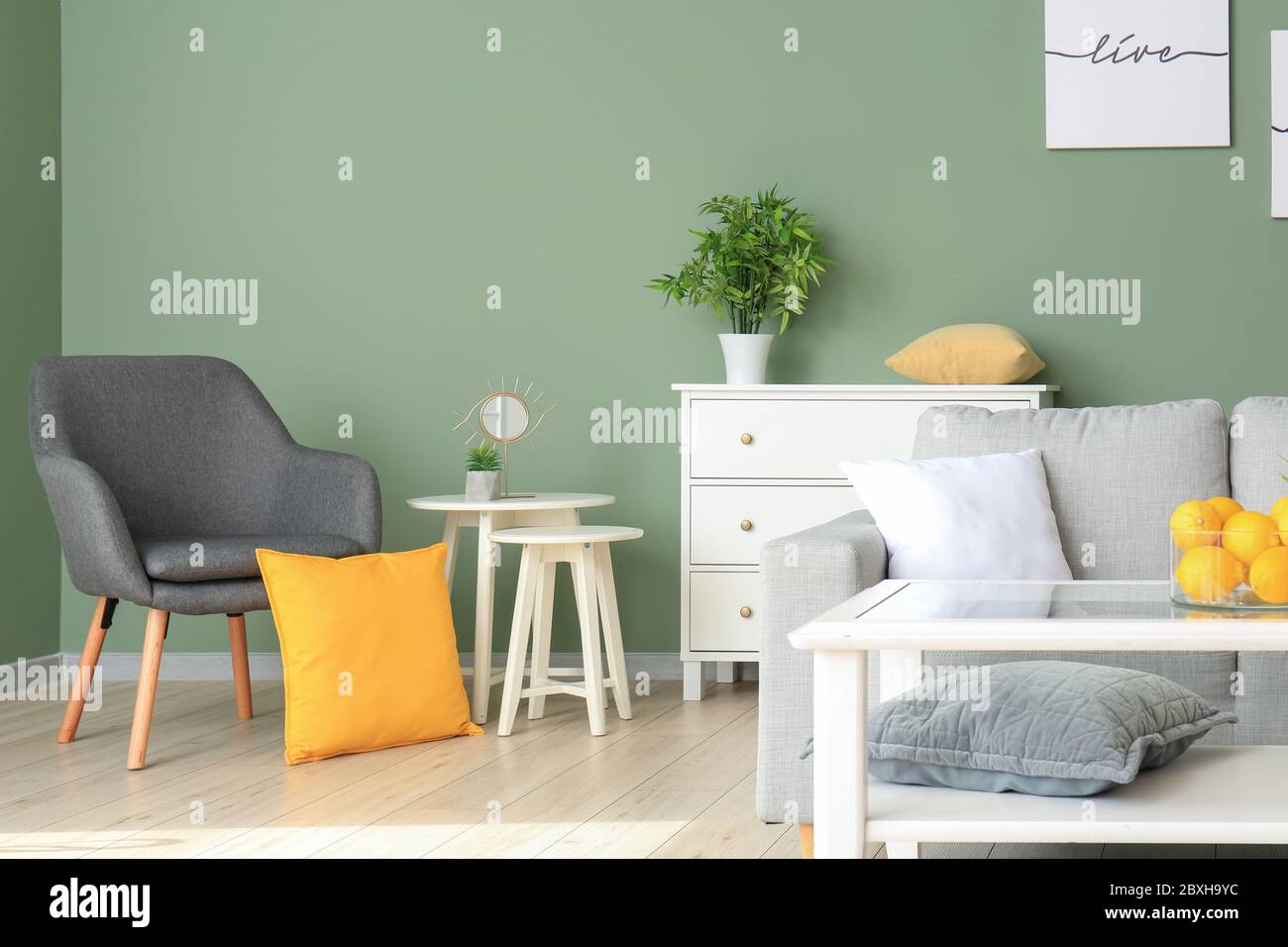 Stylish interior of modern living room Stock Photo - Alamy