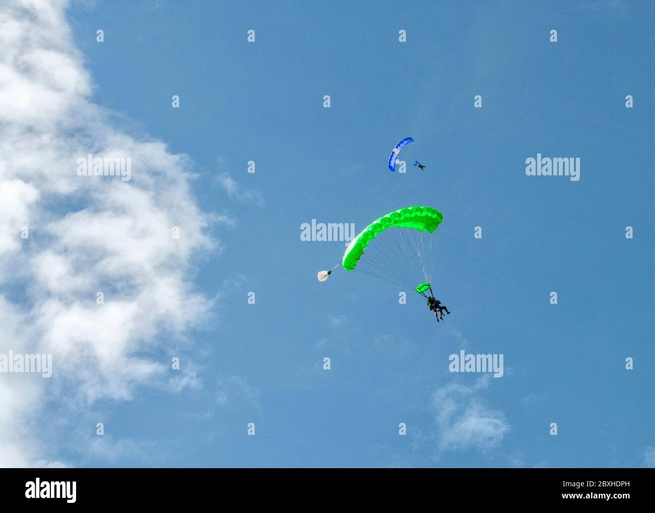 Tandem skydiving Stock Photo