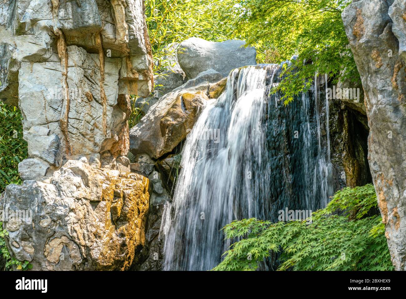 Waterfall -  water cascading down some rocks Stock Photo