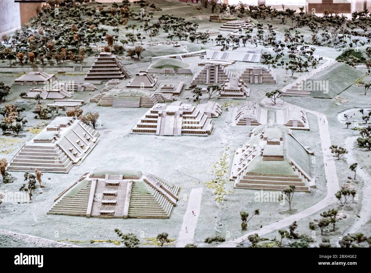 A diorama of the prehispanic Mesoamerican Olmec cultures on display at the Museum of Anthropology in the historic center of Xalapa, Veracruz, Mexico. Stock Photo