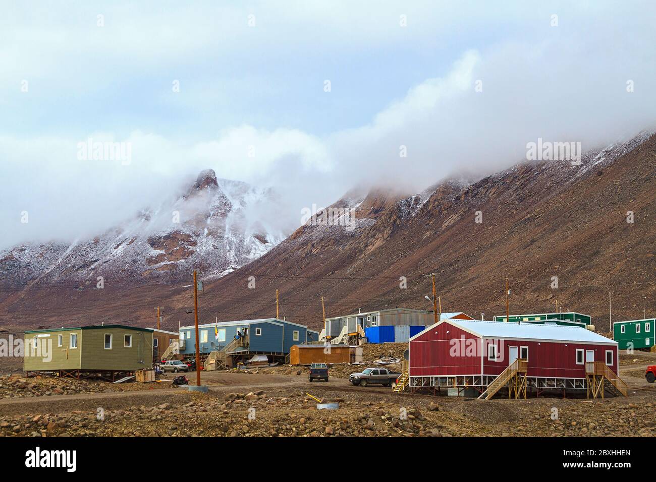 Summer in Grise Fjord on Ellesmere Island, Nunavut, Canada's northernmost community, made up virtually all of Inuit people. Stock Photo