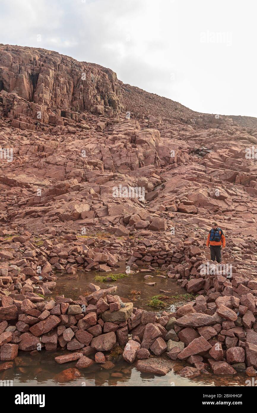 Remains Of Rectangular Low Rock Wall Built By Members Of The Ill Fated ...