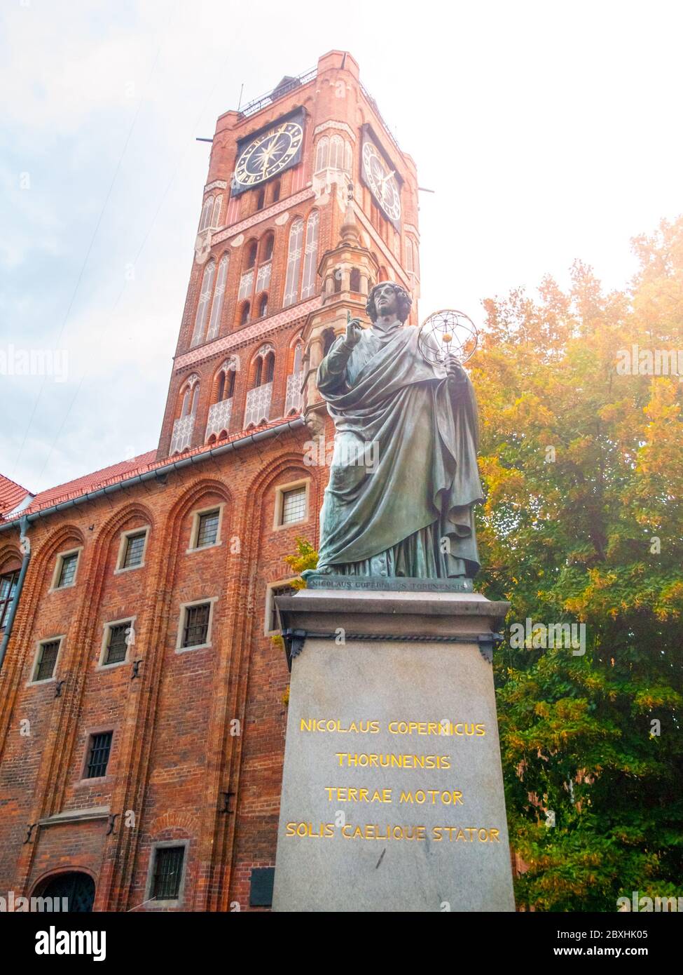 TORUN, POLAND - AUGUST 27, 2014: Statue of Nicolaus Copernicus, Renaissance mathematician and astronomer, in Torun Poland Stock Photo