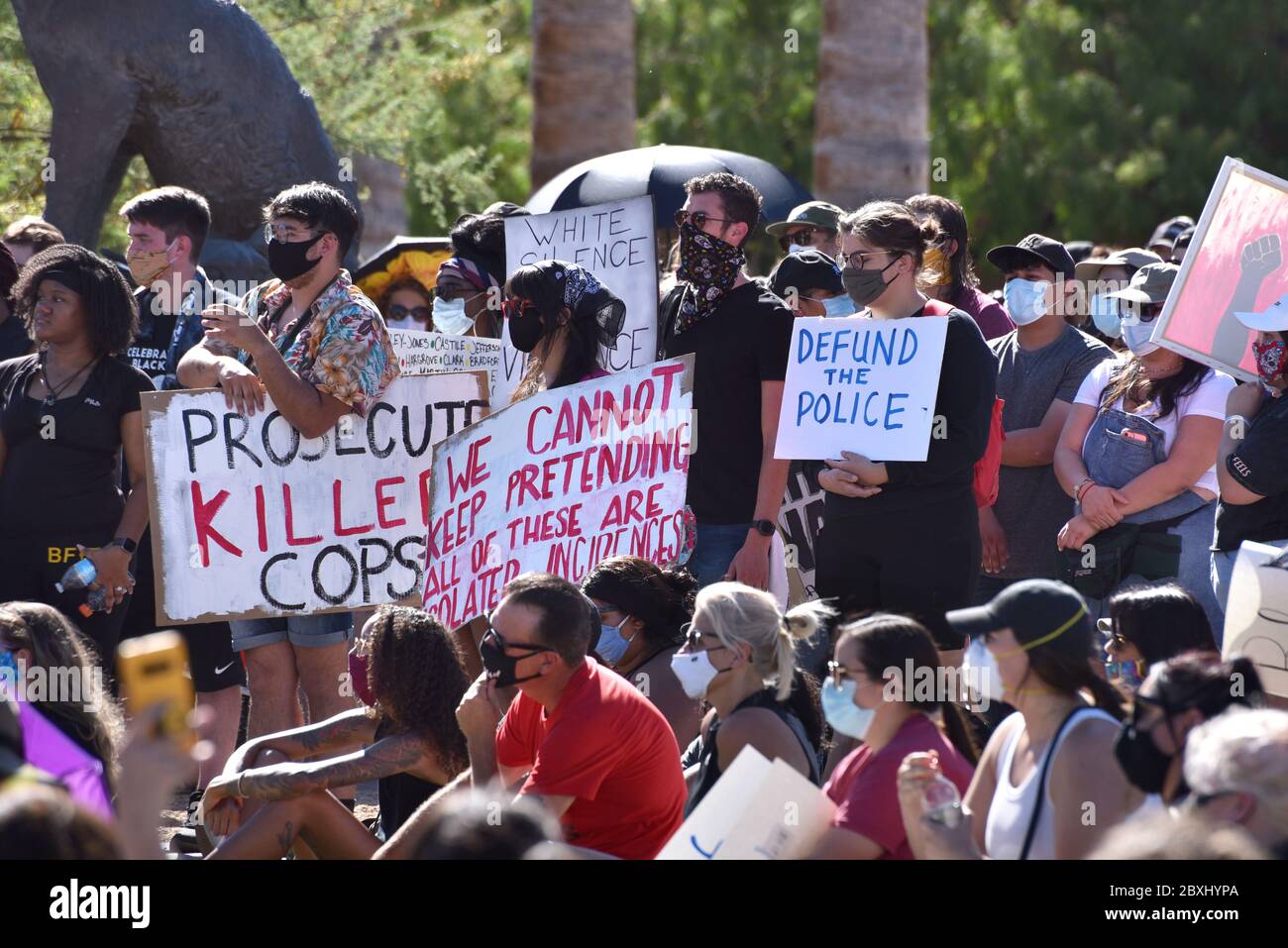 Thousands of demonstrators attend the Black Lives Matter Tucson: Celebration of Black Lives protest and demonstration to remember black people who wer Stock Photo