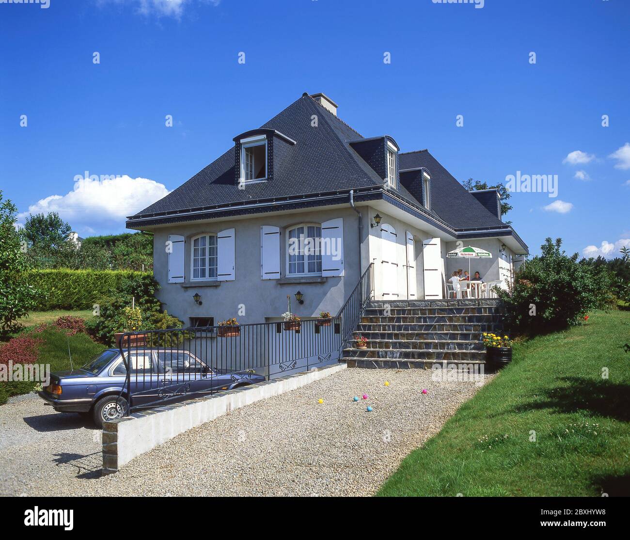 French family house near Locquirec, Finistère, Brittany, France Stock Photo