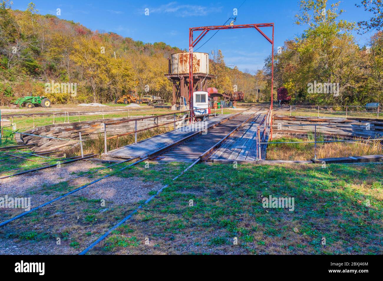 Eureka Springs and North Arkansas Railway Depot, historic vintage railroad service, at Eureka Springs, Arkansas. Stock Photo