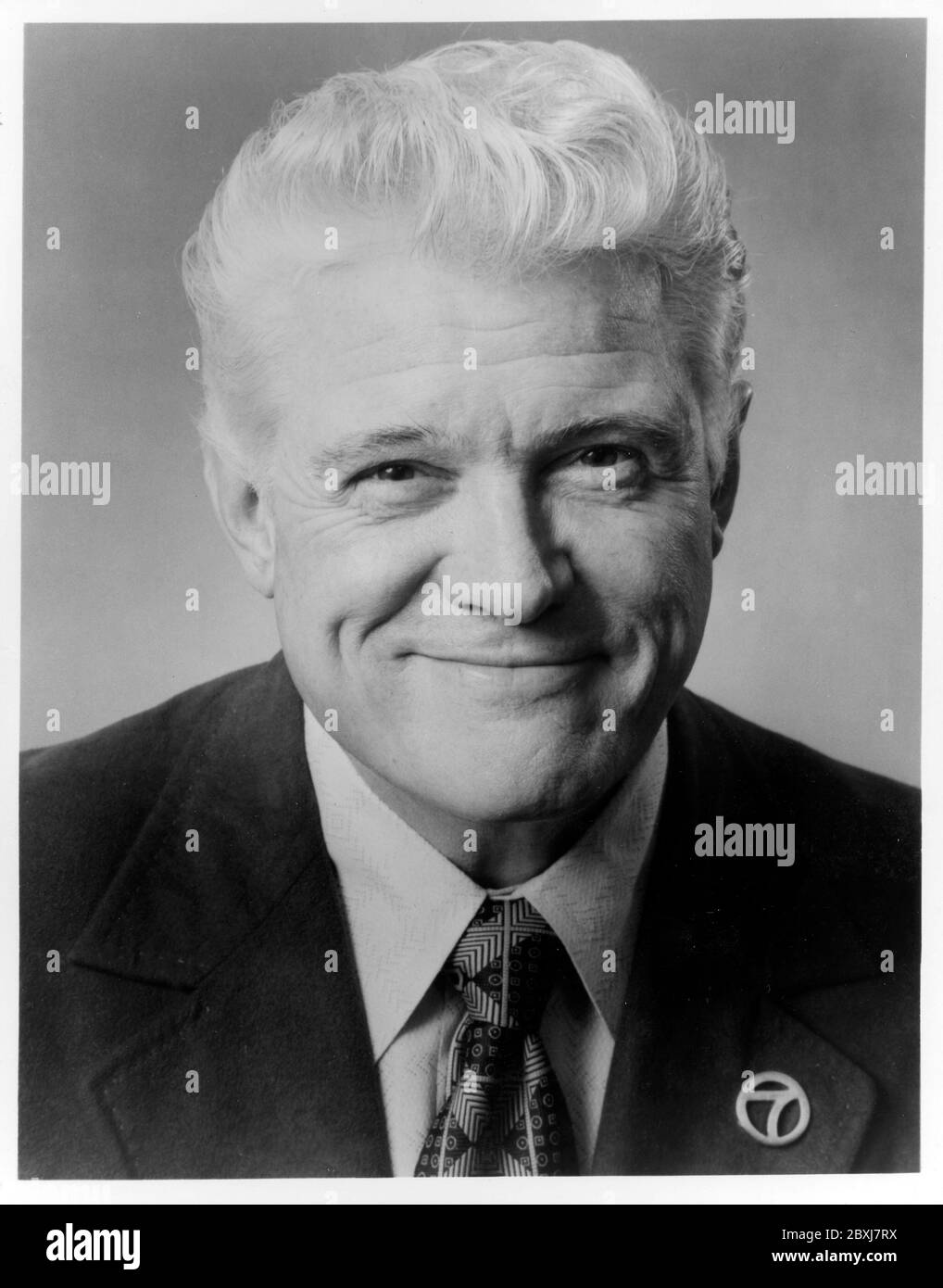 Portrait of television newsman Jerry Dunphy . Stock Photo