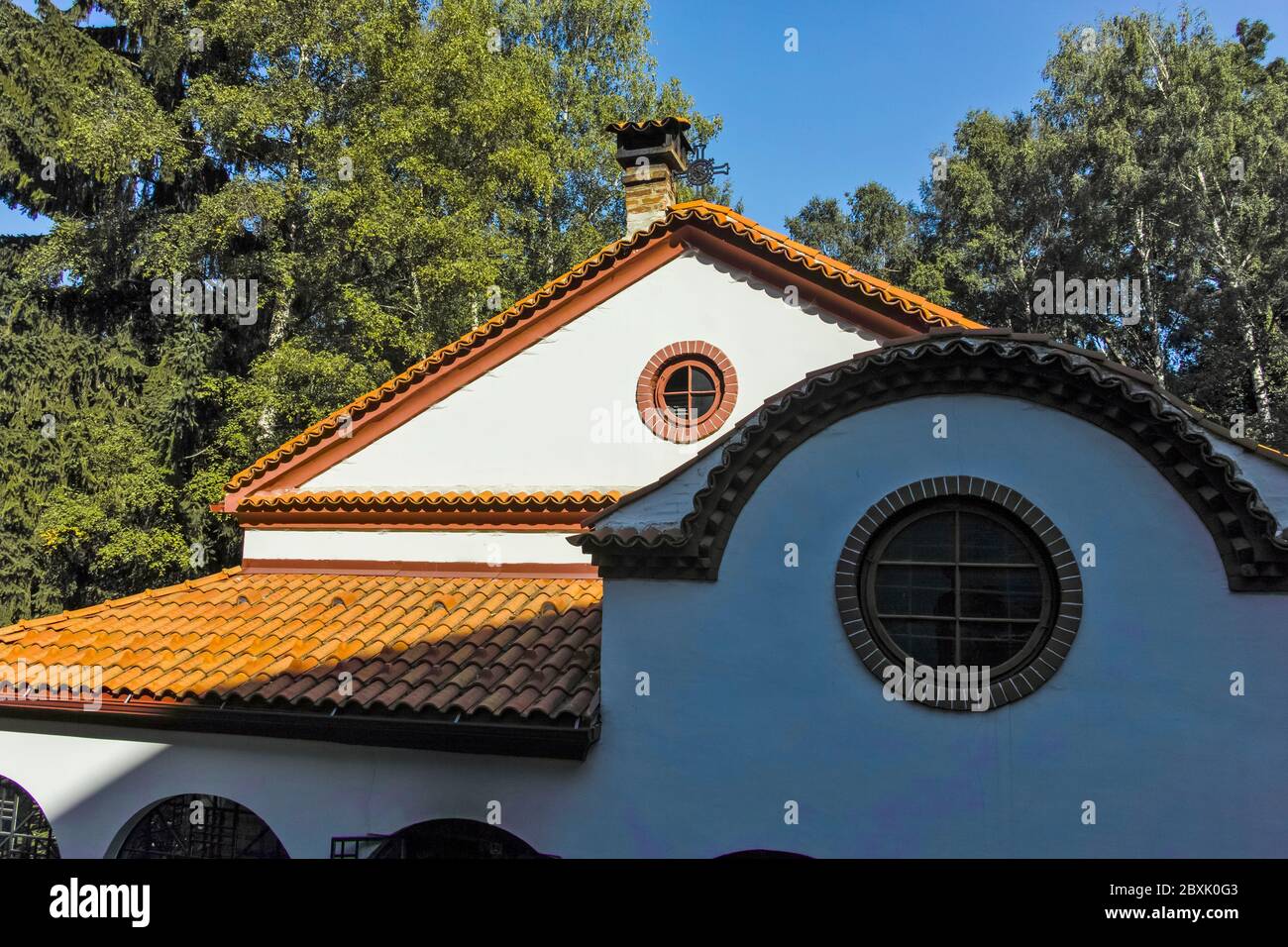 DRAGALENTSI MONASTERY, BULGARIA - SEPTEMBER 3, 2019: Orthodox Dragalevtsi monastery at Vitosha mountain, Bulgaria Stock Photo
