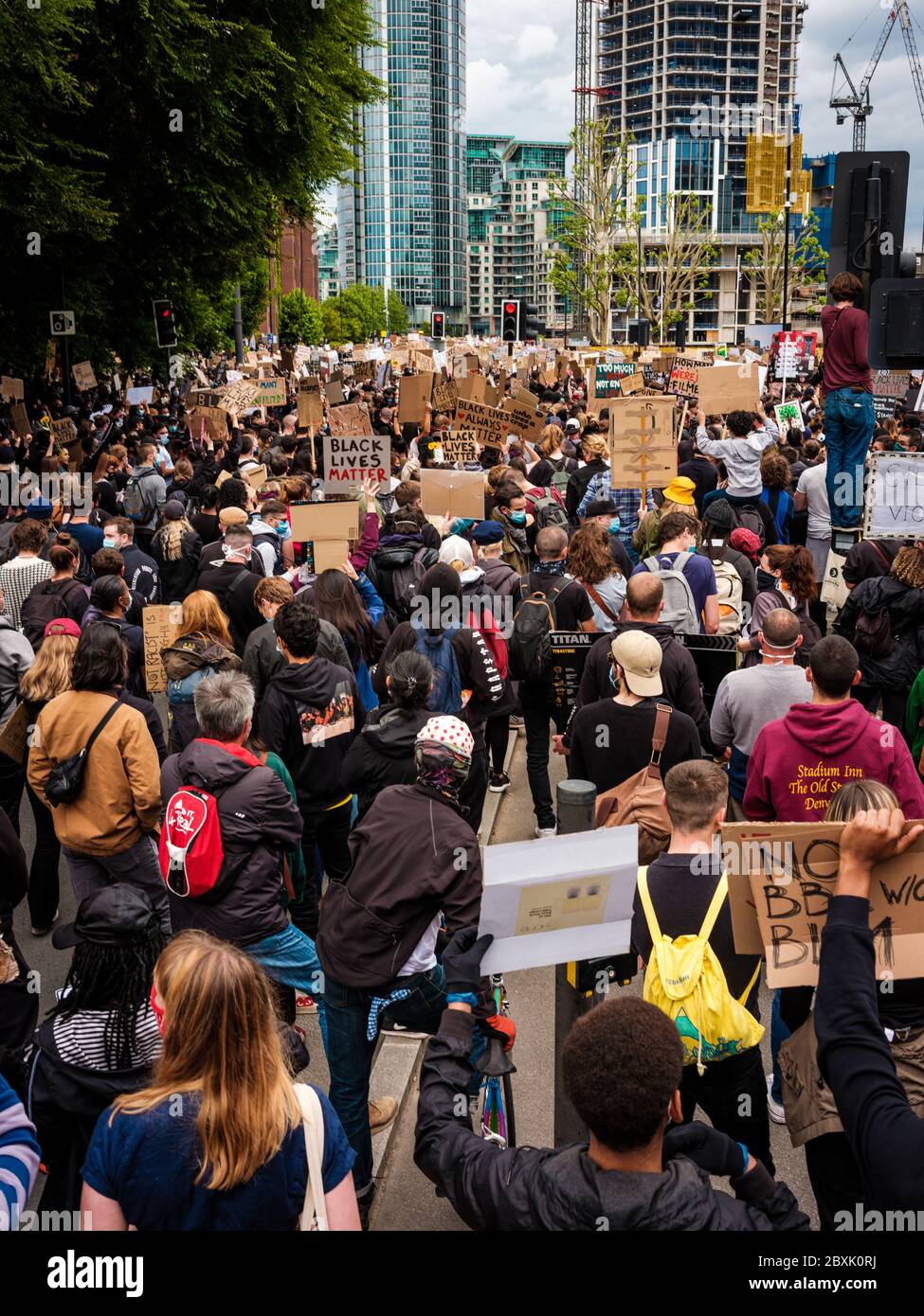 London, UK. 7th June, 2020. Black Lives Matter Protest outside the U.S. Embassy in London. In memory of George Floyd who was killed on the 25th May while in police custody in the US city of Minneapolis. Credit: Yousef Al Nasser Stock Photo