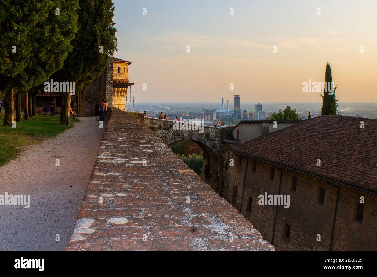 View of the city of Brescia from the medieval castle Stock Photo