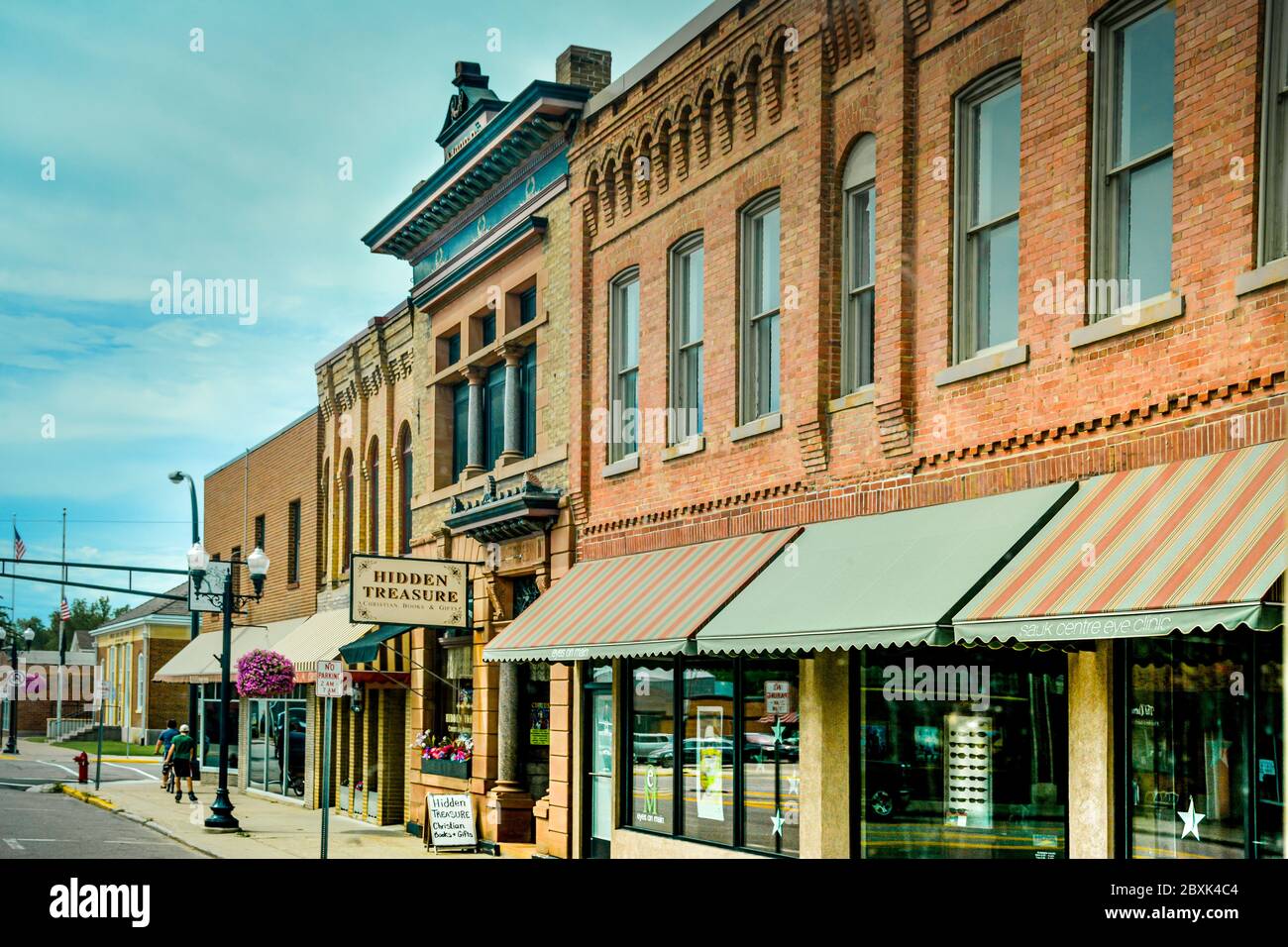 Historic old brick buildings revitalized for downtown shopping area Historic old brick buildings revitalized for downtown shopping area