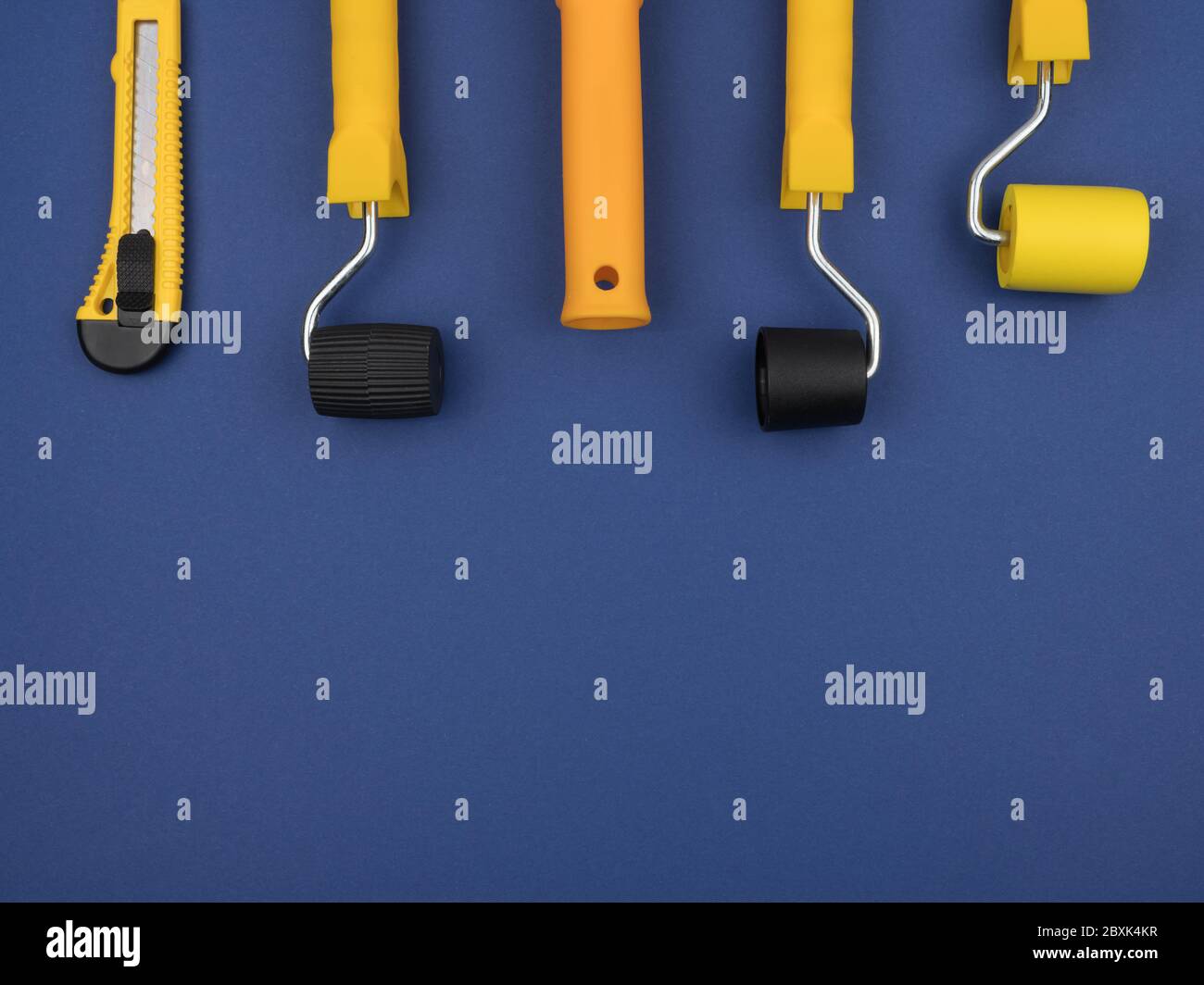 A set of building tools for Wallpaper. Blue background Stock Photo - Alamy