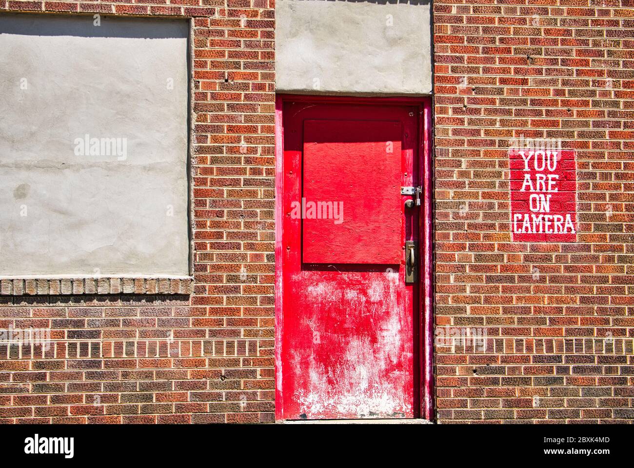 Abandoned building with a your on camera sign Stock Photo Alamy