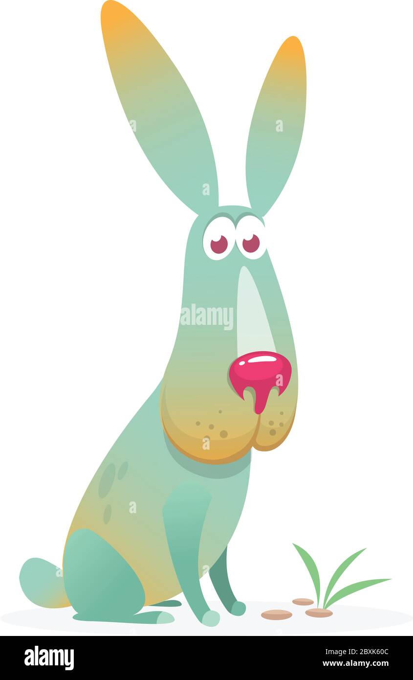 Cute Cartoon Bunny Rabbit Sitting Farm Animals Vector Illustration Of A Smiling Bunny Easter Stock Vector Image Art Alamy