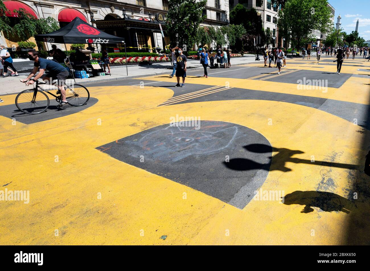 Washington, DC, USA. 7th June, 2020. June 7, 2020 - Washington, DC, United States: ''Black Lives Matter'' painted on 16th Street near I Street and a protest for the death of George Floyd and Black Live Matter. Credit: Michael Brochstein/ZUMA Wire/Alamy Live News Stock Photo