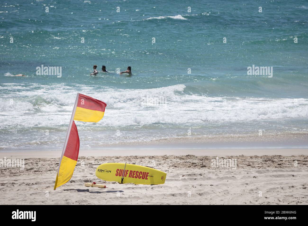Freemantle Australia November 5th 2019: Surf lifesaving board  on Cottesloe Beach in Perth, Western Australia Stock Photo