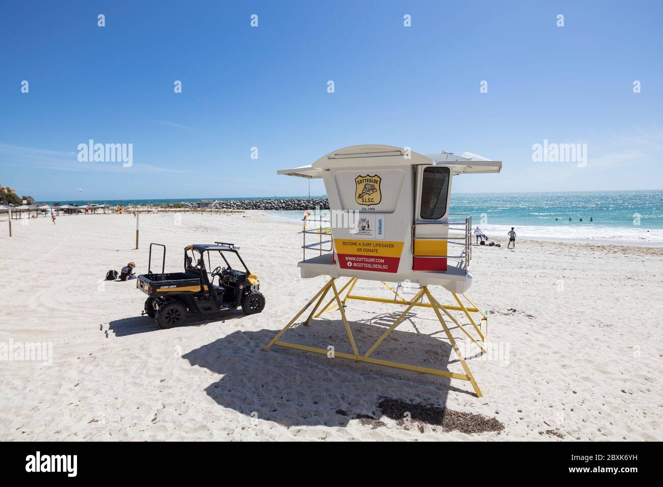 Freemantle Australia November 5th 2019: Surf lifesaving cabin on Cottesloe Beach in Perth, Western Australia Stock Photo