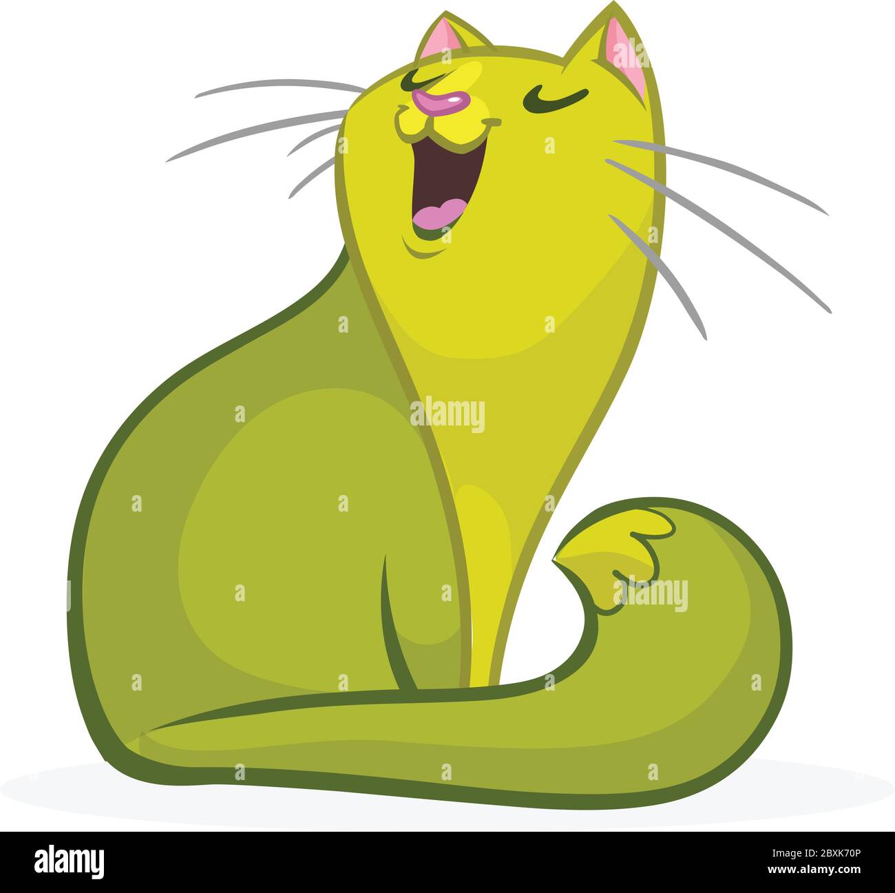 Cute funny cartoon kitty singing Stock Vector