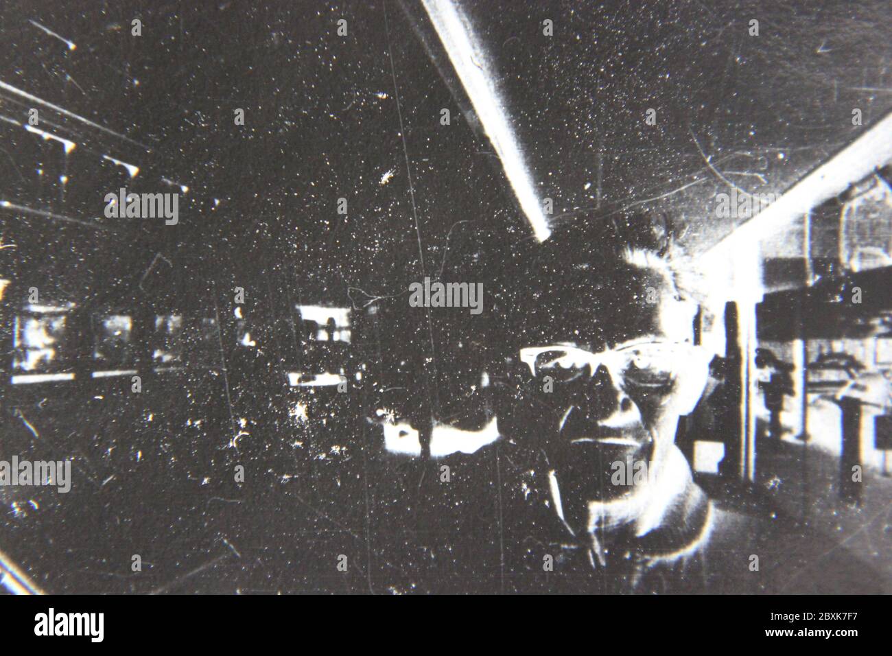 Fine 1970s vintage black and white photography of a man in a dream like ...