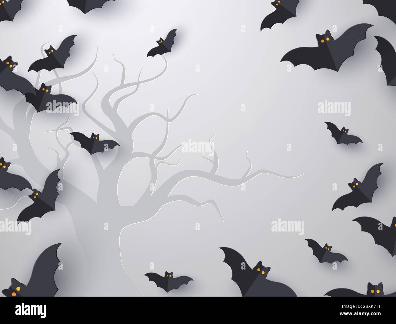 Flying bats background with copy space. Stock Vector