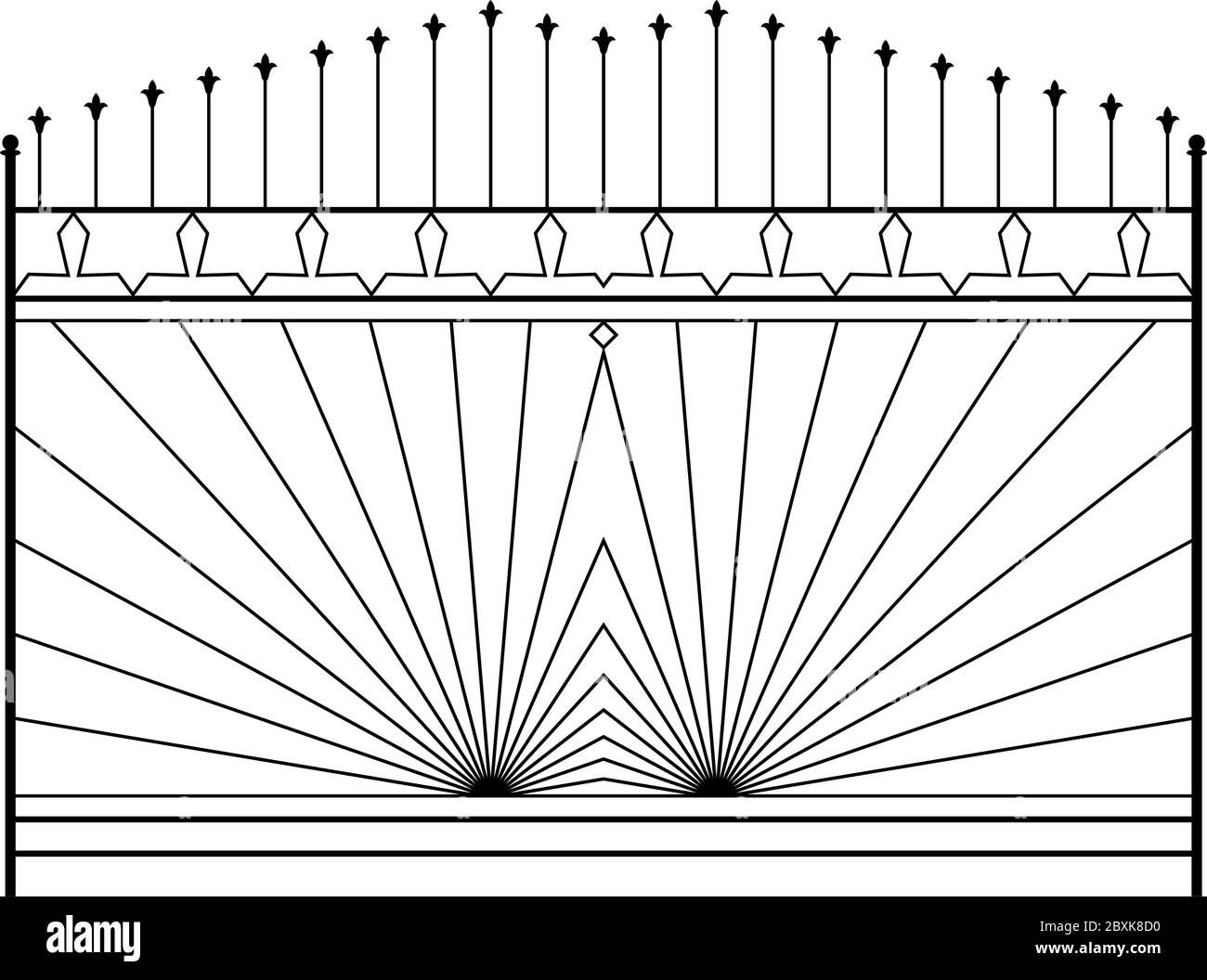 Wrought Iron Gate, Door, Fence, Window, Grill, Railing Design Stock Vector