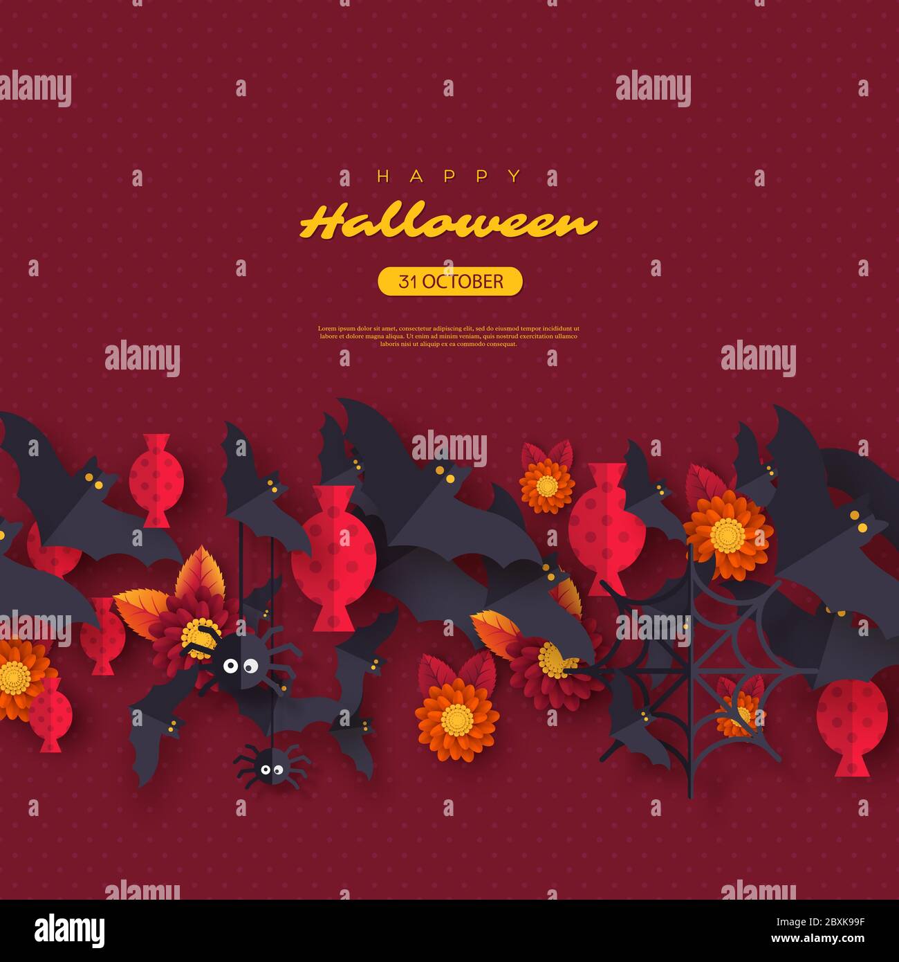 Halloween holiday design with decorative objects Stock Vector Image