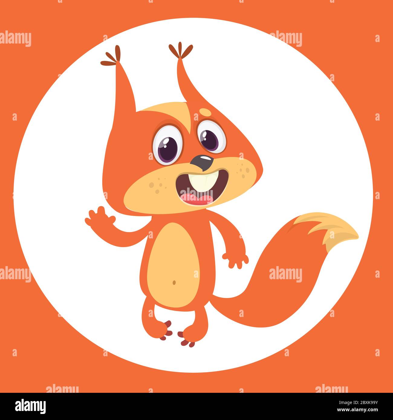 Cute cartoon squirrel presenting and waving hand. Vector illustration Stock Vector Image & Art