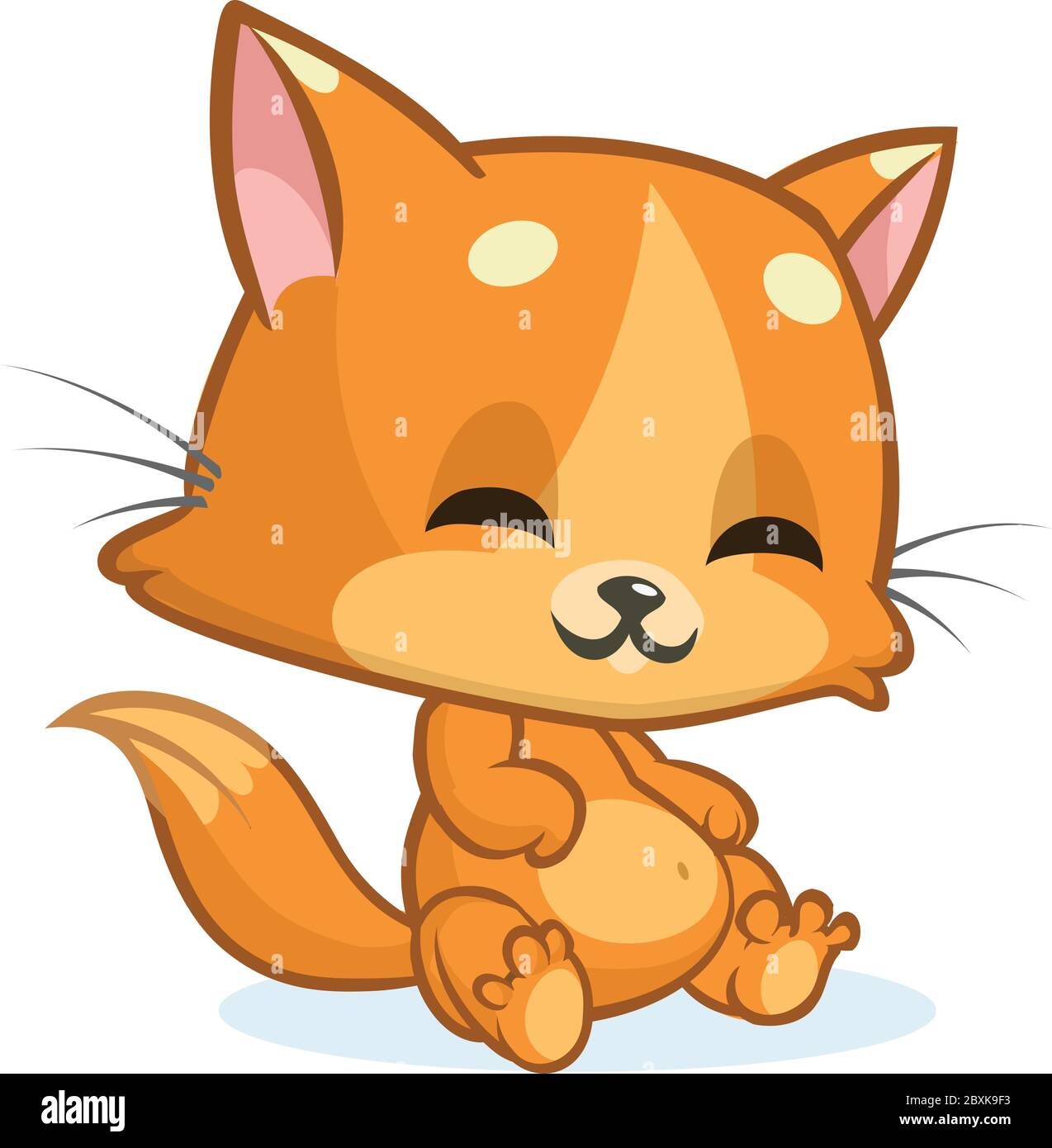 Cartoon ginger cat. Cute orange stripped cat illustration. Vector ...