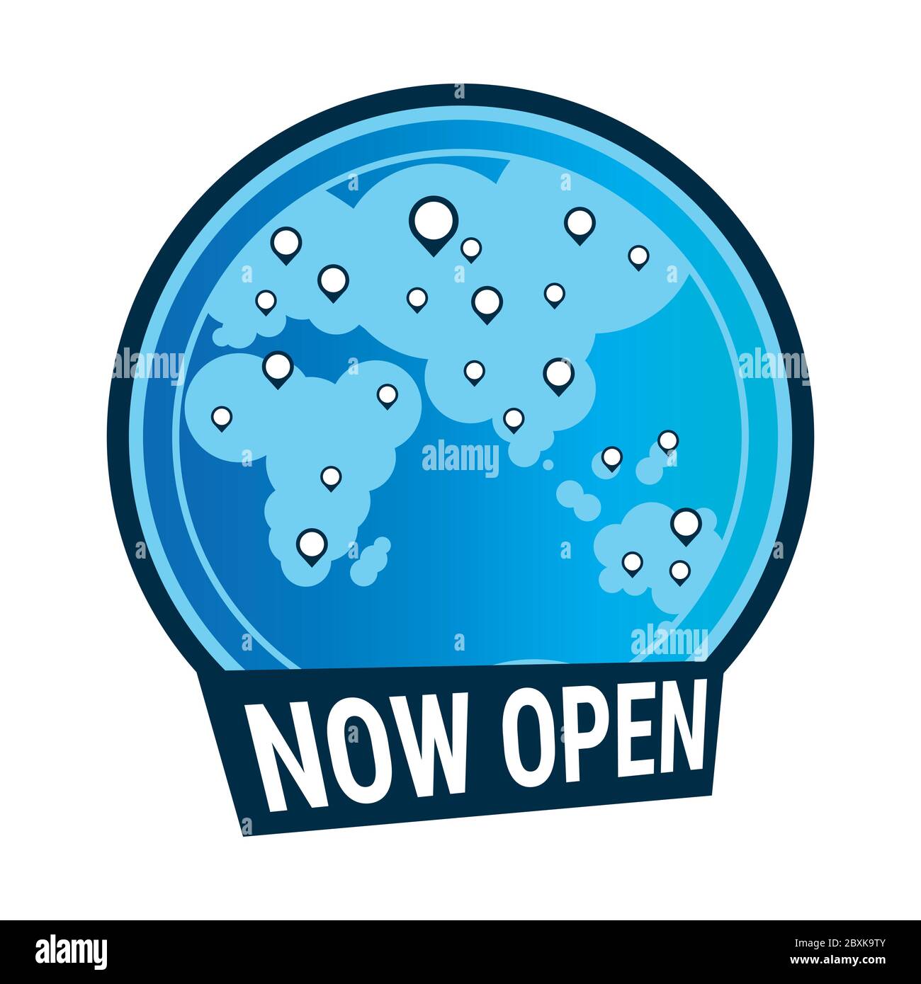 buy now we are open again sticker coronavirus quarantine is over  advertising campaign concept poster label flyer vector illustration Stock  Vector Image & Art - Alamy