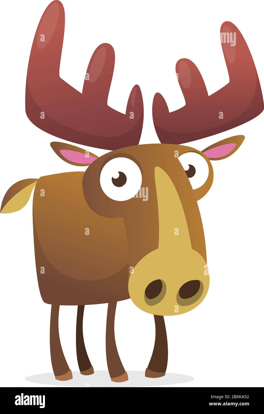 Cool cartoon moose character. Vector moose illustration isolated Stock