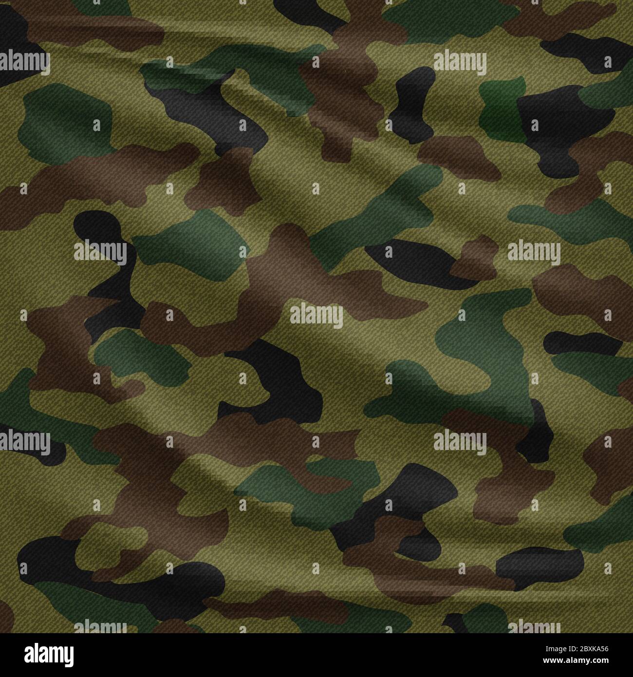 Realistic camouflage fabric pattern. Military uniform vector texture Stock Vector
