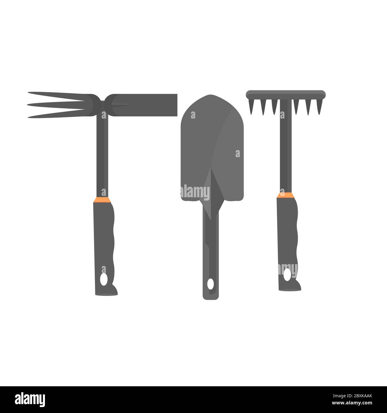 set different gardening tools various garden equipment rakes and shovel ...