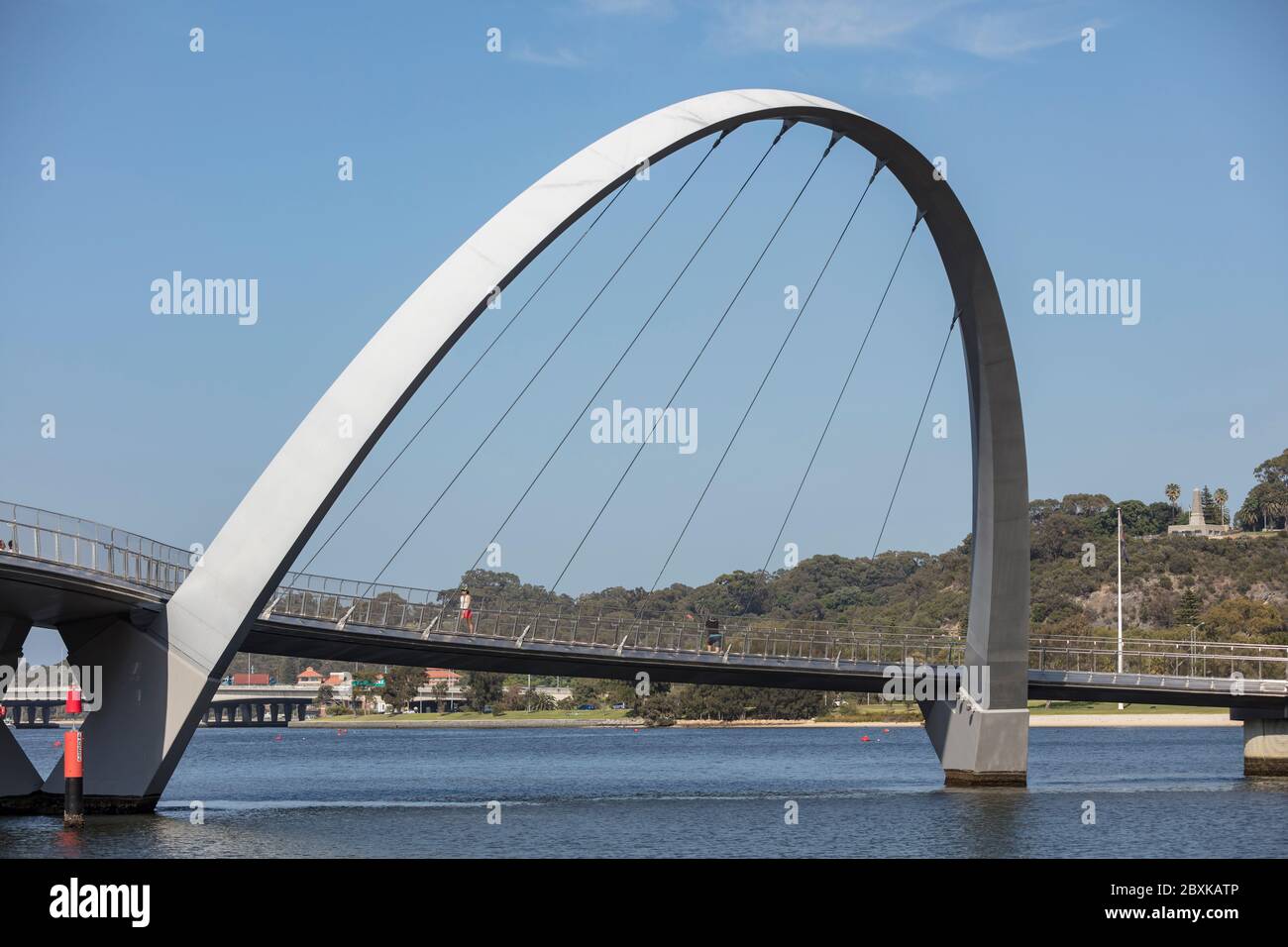 Perth Australia November 5th 2019: The iconic curved pedestrain bridge at Elizabeth Quay in Perth, Western Australia Stock Photo