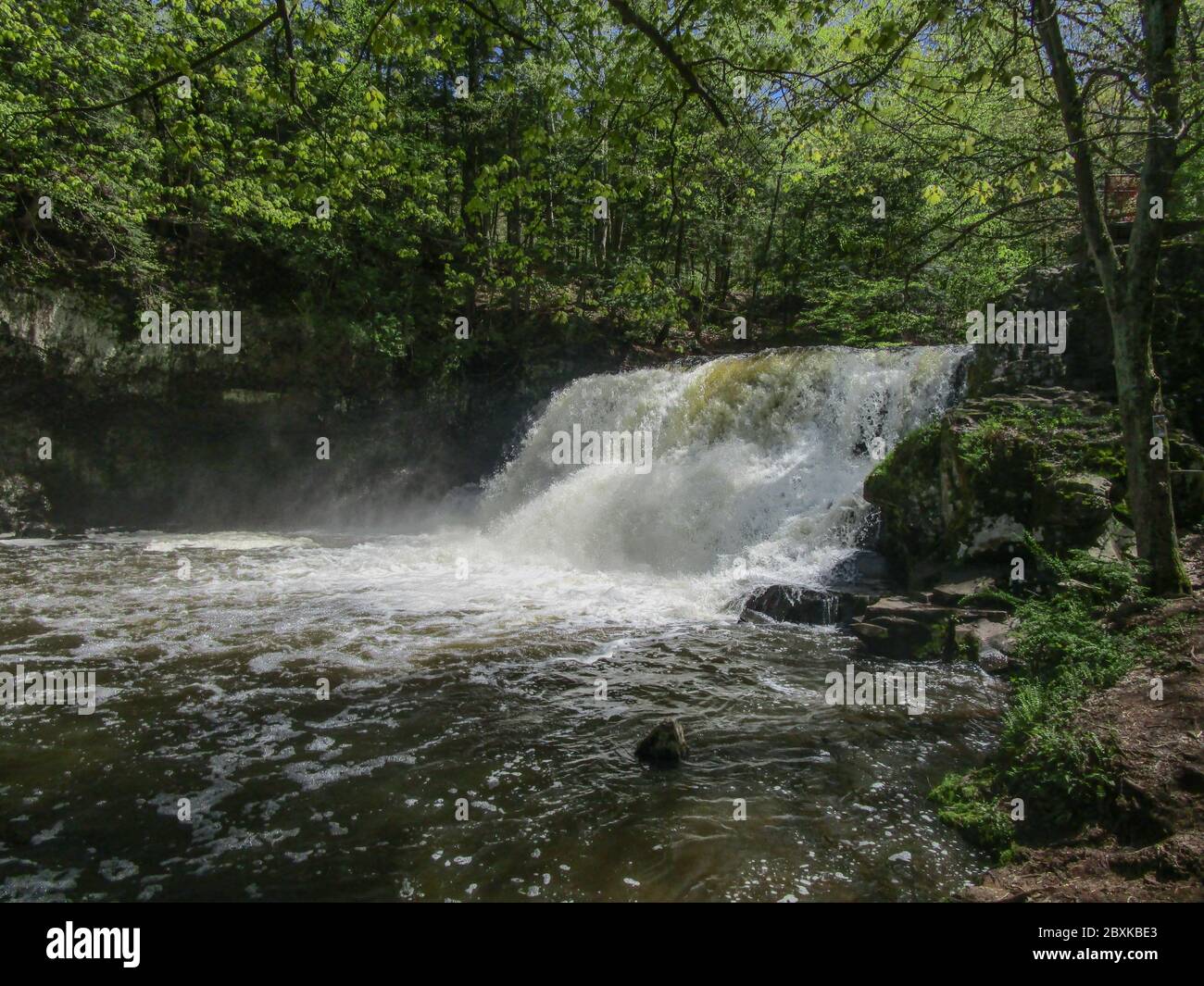 Middlefield & Middletown, Connecticut: Wadsworth Falls, on the Coginchaug River, in Wadsworth Falls State Park. Stock Photo