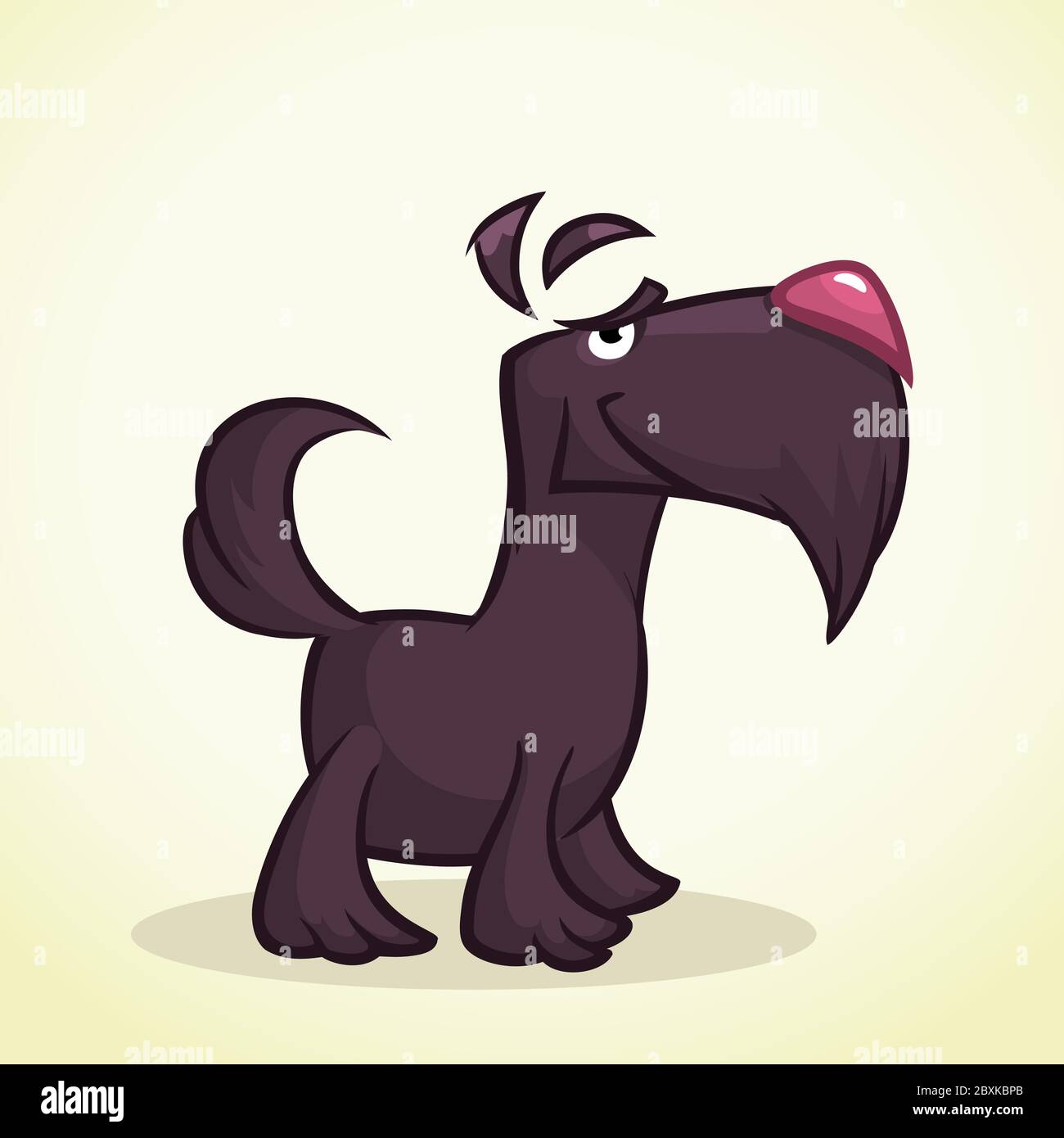 Cute cartoon scottish terrier. Vector black Scottie dog Stock Vector