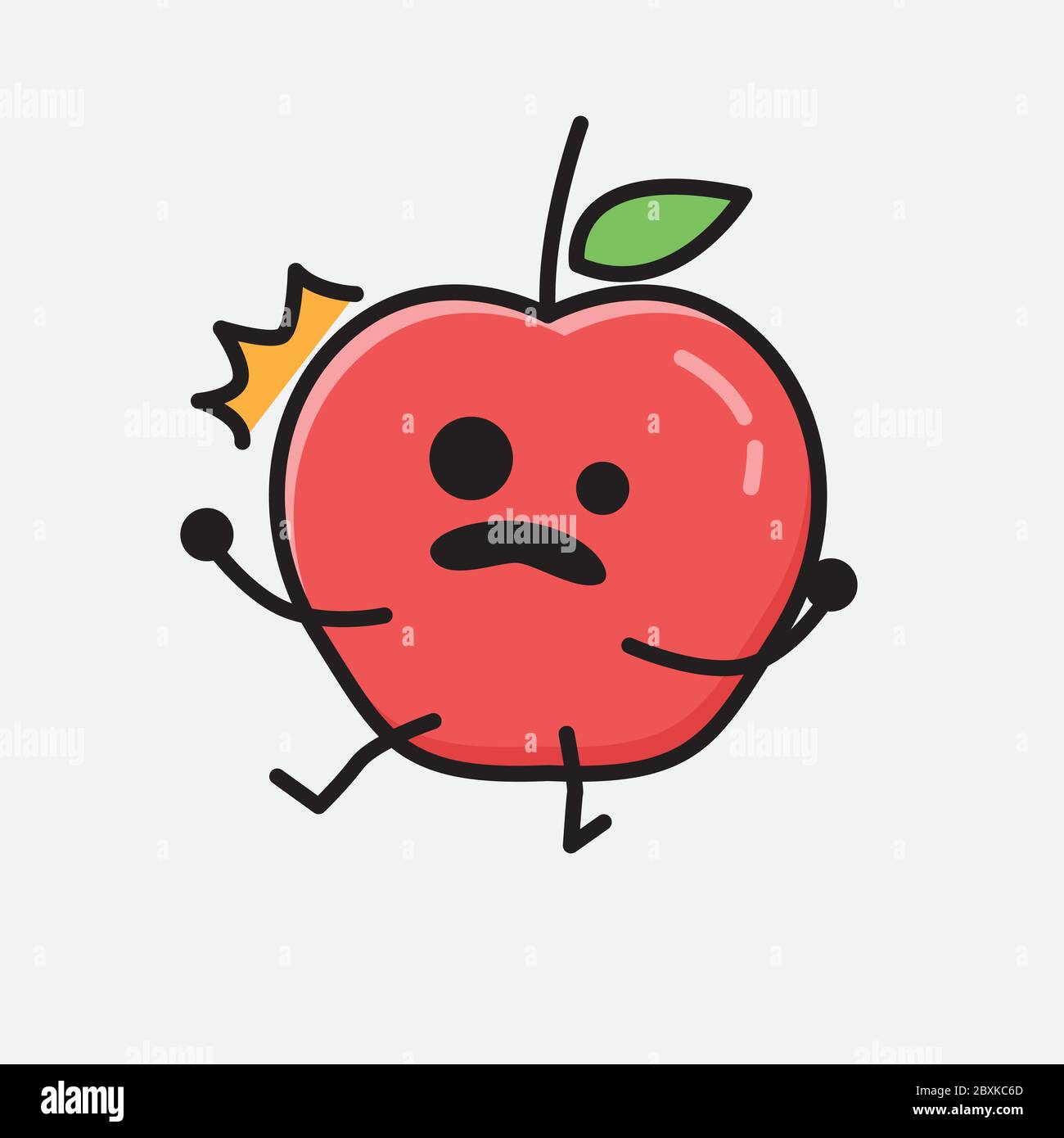 An Illustration of Cute Apple Fruit Mascot Vector Character in Flat ...