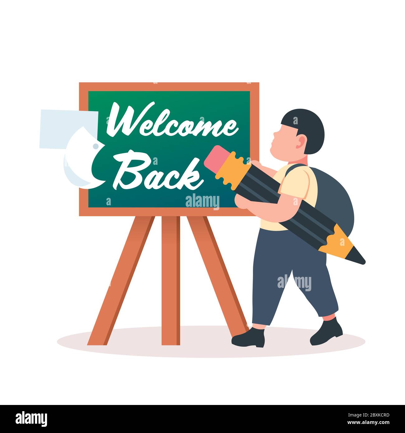 Little boy holding pencil over Stock Vector Images Alamy