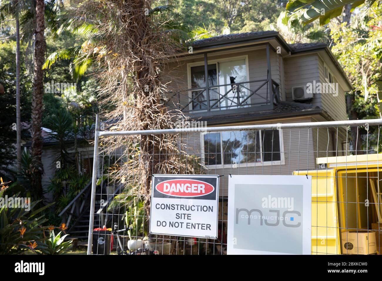 Australian domestic construction site house being modernised, property released,Sydney,Australia Stock Photo