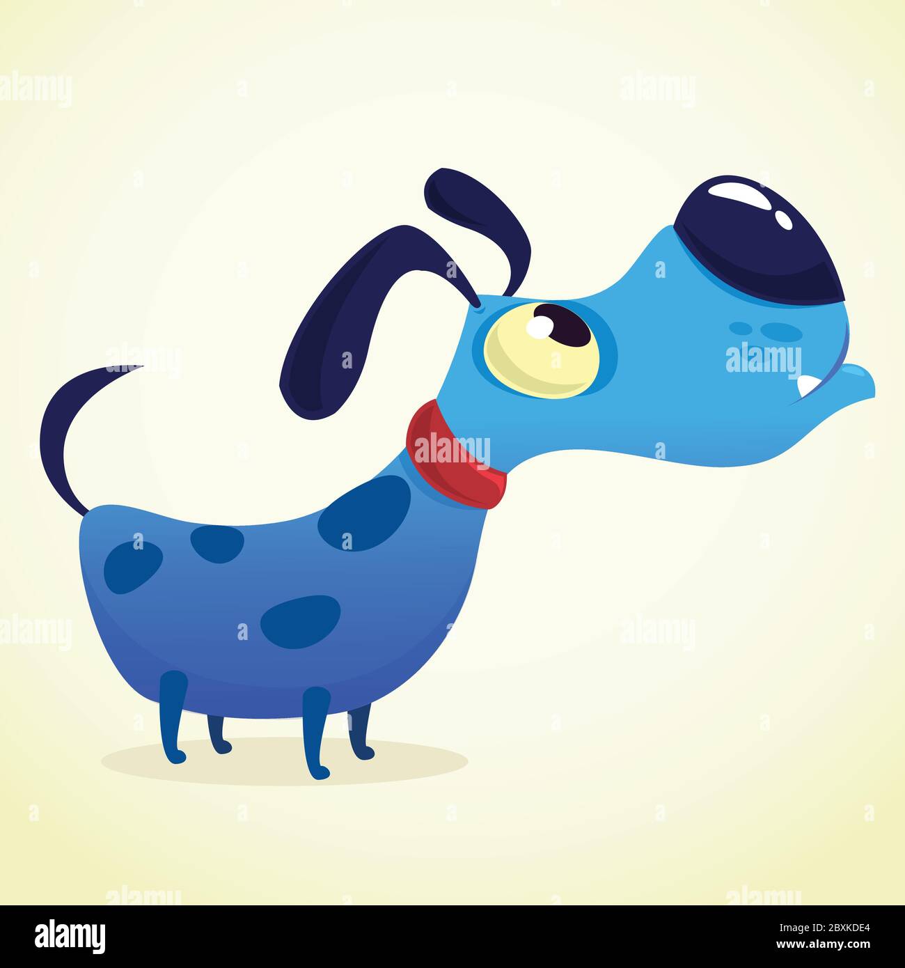 Cartoon Blue Dog. Vector illustration on white background for design Stock Vector