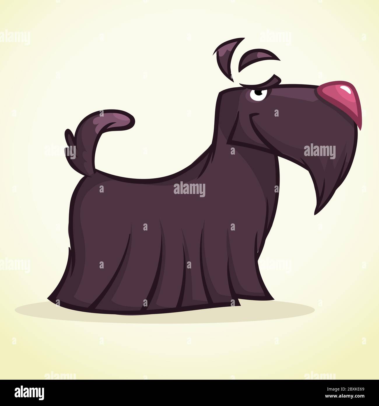 Cute cartoon scottish terrier. Vector black Scottie dog Stock Vector