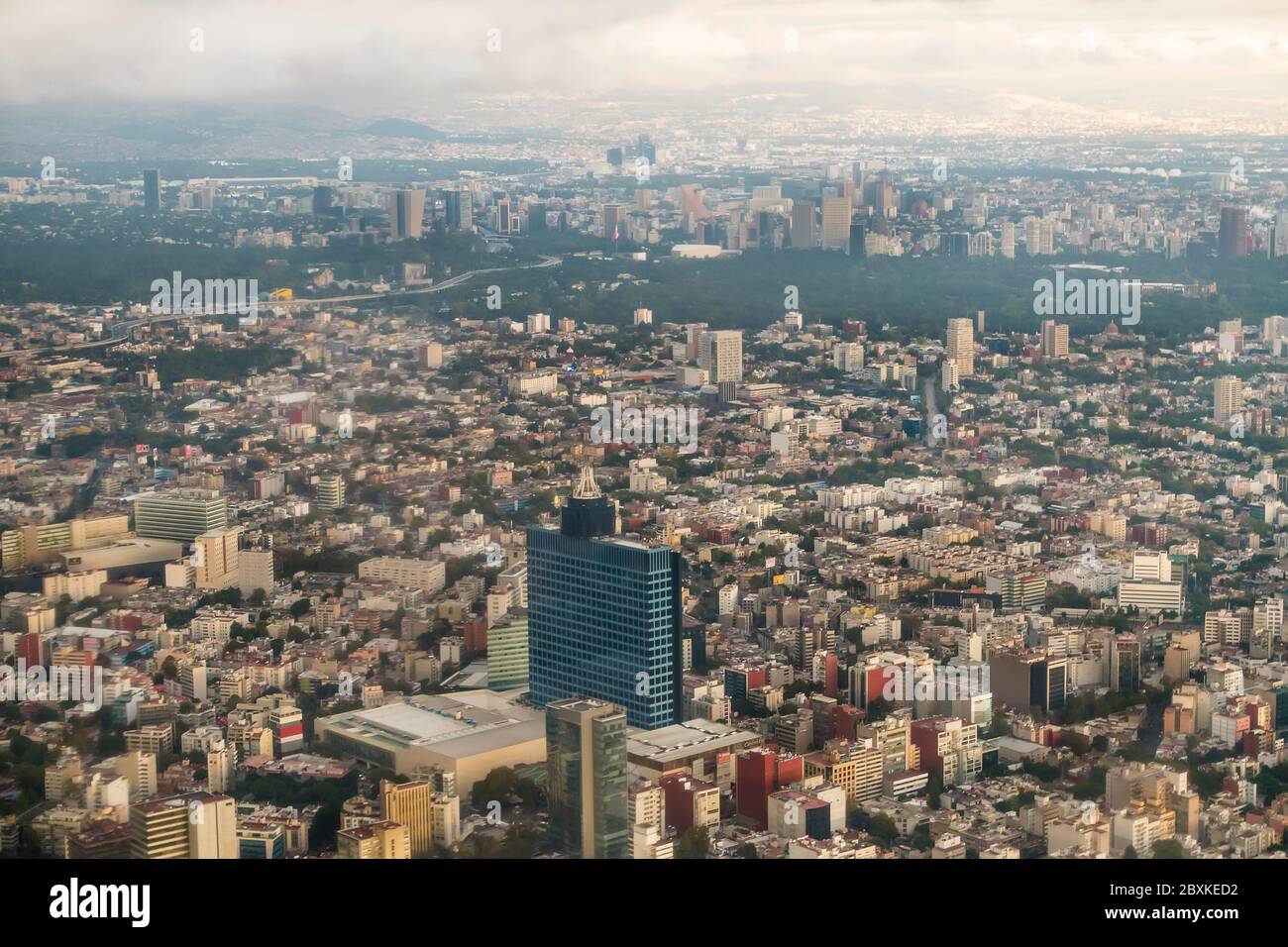 Aerial World Trade Center, Chapultepec Park and Polanco, Mexico City, Mexico Stock Photo