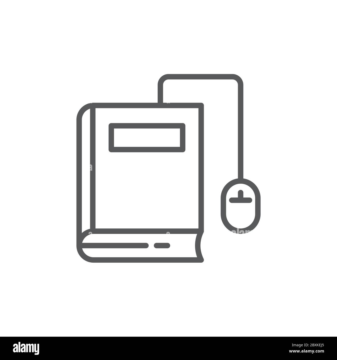 Book with computer mouse vector icon symbol isolated on white background Stock Vector