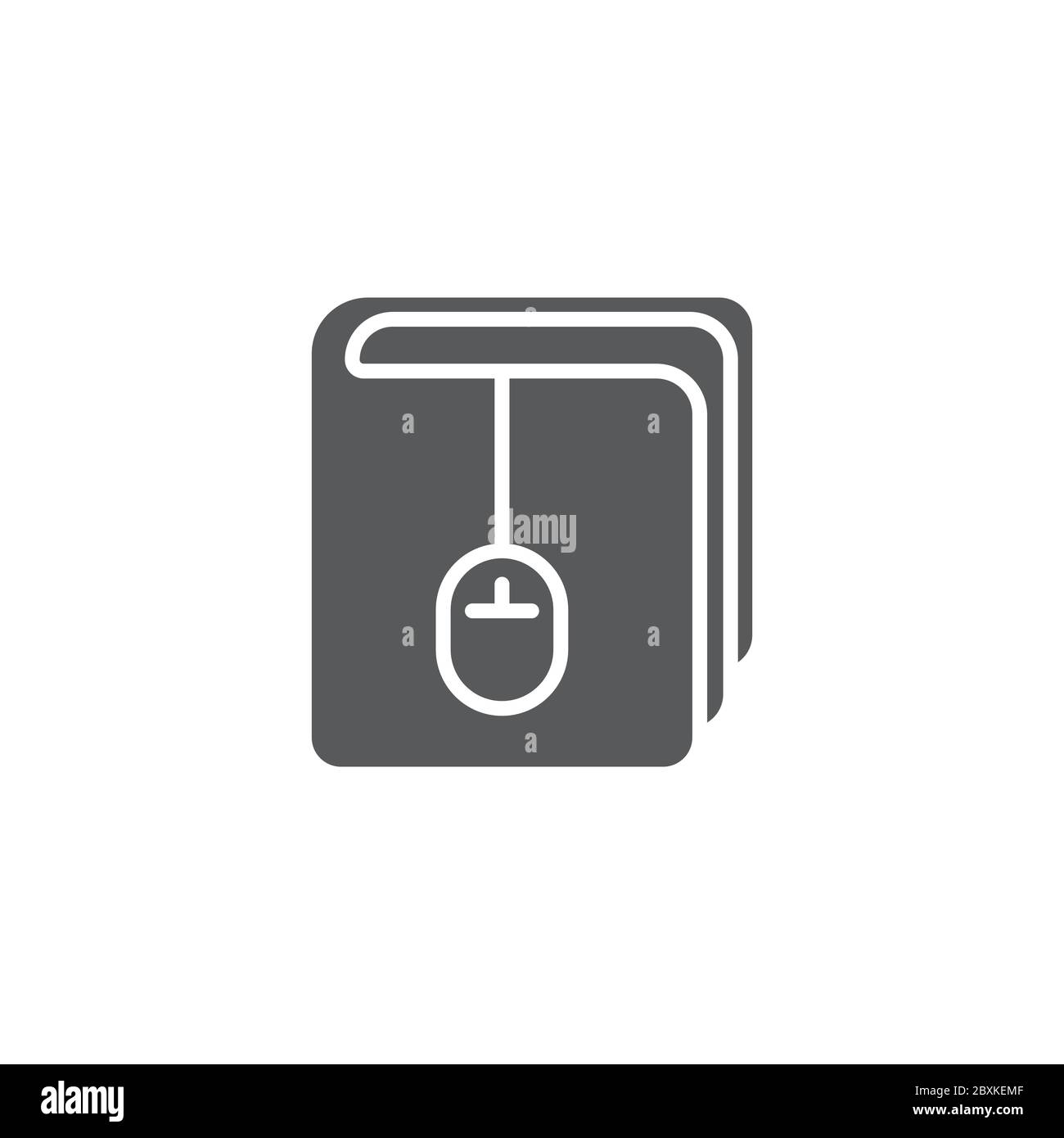 Book with computer mouse vector icon symbol isolated on white background Stock Vector